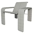 Stylish Black and White Striped Leisure Chair with Modern Armrest Design