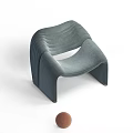 Modern Gray Fabric Lounge Chair With Curved Design And Wooden Decorative Ball