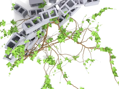 Modern Vine Plant Vine Greening Cabin Brick Pillar 3d model