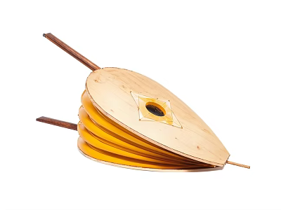 Wooden Industrial Equipment With Multi Layer Yellow Structure And Central Hole 3d model