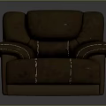 Comfortable Brown Leather Single Sofa With Padded Backrest And Armrests Modern Design 3d model