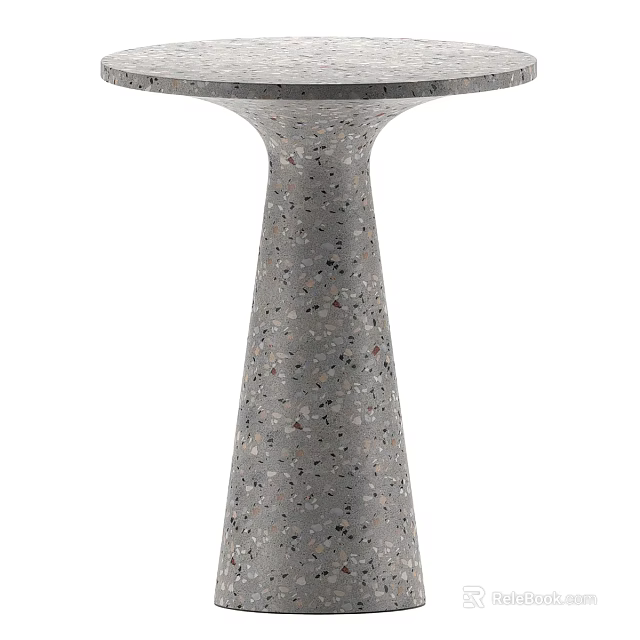 Modern Speckled Terrazzo Side Table With Conical Base And Smooth Surface Design 3d model