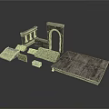 Classical Style Building Components Featuring Arch Steps Walls And Stone Slabs 3d model