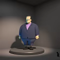 Frankenstein Inspired 3D Character Model Wearing Blue Suit And Purple Shirt Standing On Round Platform