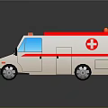 Ambulance Vehicle With Red Cross Symbol White Body And Roof Emergency Lights