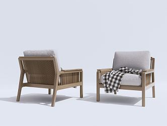 Modern Single Sofa Casual Sofa Rattan Sofa 3d model