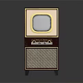 Vintage Television Set With Wooden Cabinet Gold Trim And Speaker Grille