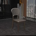 Modern Minimalist Dining Chair With White Padded Backrest And Light Wood Legs In Elegant Interior