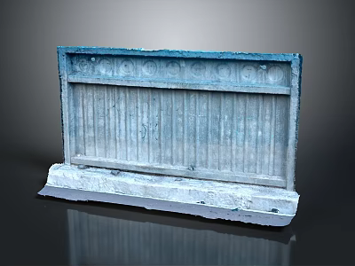 Wood Stone Architectural Decorative Slab With Carved Top Edge Vertical Stripes And Solid Base 3d model
