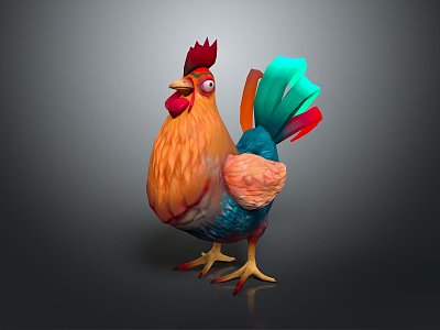 Modern Rooster Chicken Statue Wood Carving 3d model