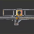 Modern Mechanical Setup Featuring Metal Tracks Yellow Components And Industrial Structures 3d model
