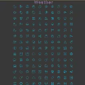 Golden Decorative Hangings Featuring Various Icon Shapes Arranged Neatly on Dark Background
