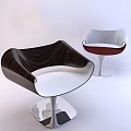 Modern Two-Tone Accent Chairs With Curved Backrest Wooden Texture And Metal Base