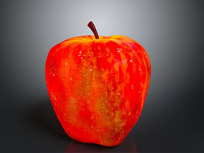Fresh Juicy Red Apple With Shiny Surface On Dark Background 3d model
