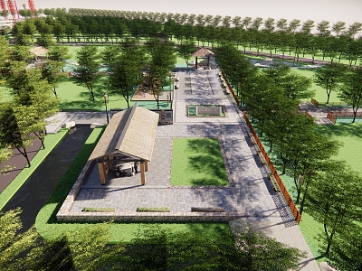 New Chinese Style Rural Square Landscape 3d model