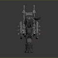 Fantasy Metallic Weapon Wheeled Cannon With Blue Glowing Accents Design
