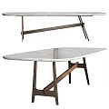 Modern Dining Table Set With Marble Top And Gray Upholstered Chairs 3d model