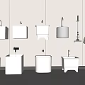 Wall Mounted and Floor Standing White Sinks with Modern Design and Faucets