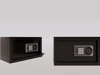 Two Black Safes With Digital Keypad And Secure Dial Lock Design 3d model