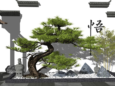 New Chinese style landscape sketch courtyard landscape model