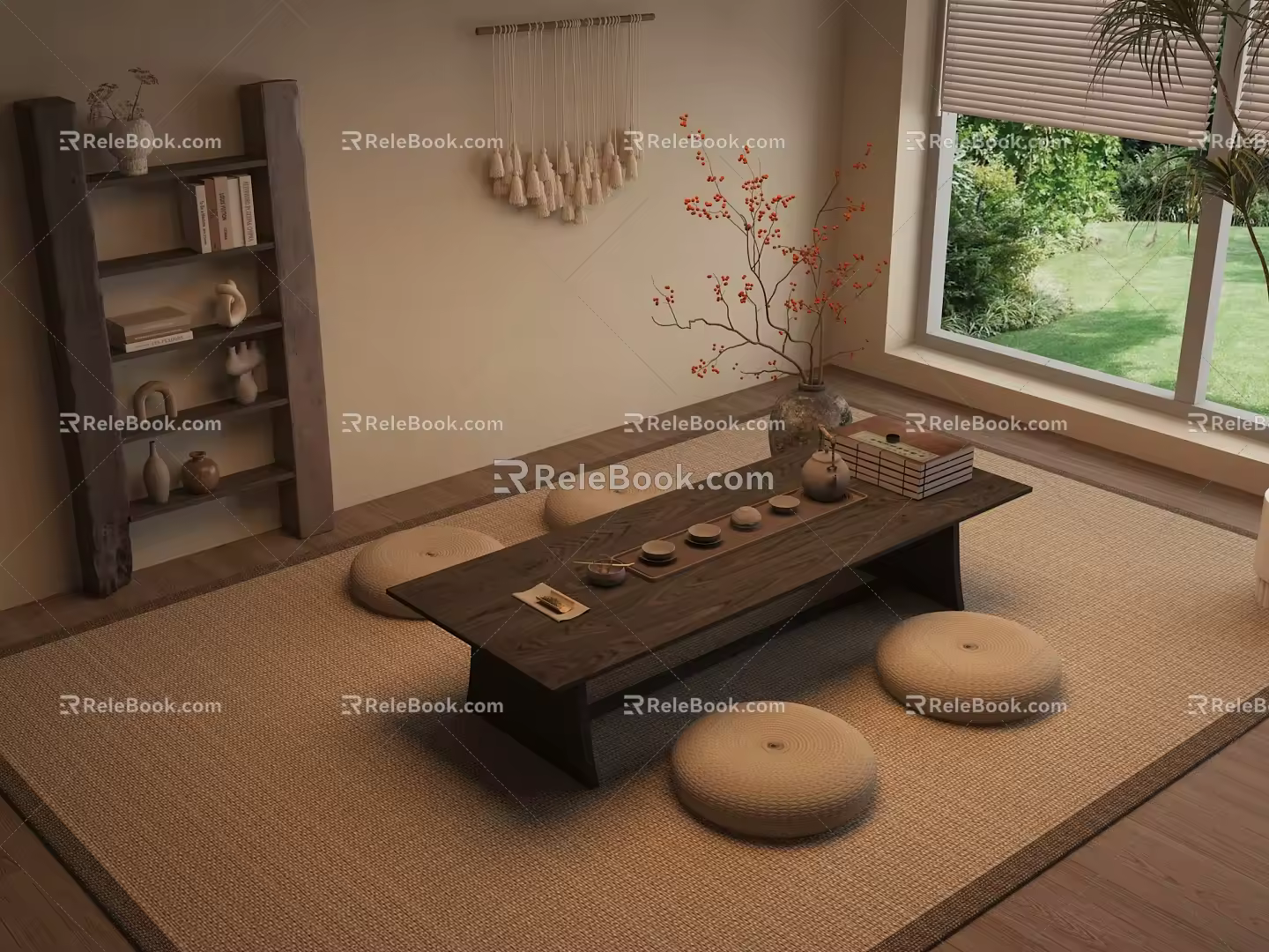 Tatami Tea Table Storage Rack 3d model