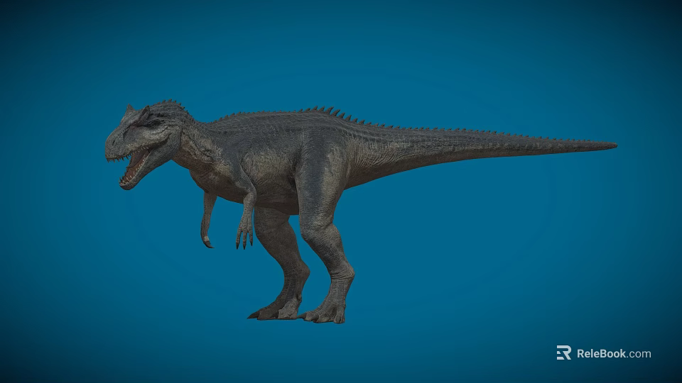 Realistic Dinosaur Model With Open Mouth Standing On Blue Background 3d model 