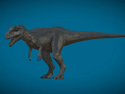 Realistic Dinosaur Model With Open Mouth Standing On Blue Background 3d model