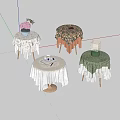 Elegant Round Negotiation Tables and Chairs with Various Tablecloths and Decorative Ornaments