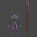Purple And Green Sci Fi Mech Character With Detailed Armor Structure Design