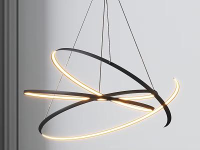 Modern Circular Chandelier With LED Light And Black Metal Frame Design 3d model