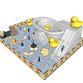 Indoor Play Equipment With Slide Yellow Duck Decorations And Ball Pit For Kids