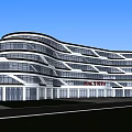 Modern Curved Office Building With Glass Windows And Multi Storey Exterior Design