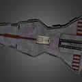Sci-Fi Starship with Gray and Red Stripes Detailed Structure in Interstellar Space 3d model