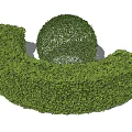 Well Trimmed Green Shrubs Forming Rounded Sphere And Crescent Shaped Hedge Design