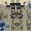 Diverse Table And Chair Sets Showcasing Assorted Styles Colors And Designs 3d model