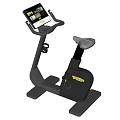 Stationary Exercise Bike With Tablet Screen Black Frame And Gray Seat For Home Fitness