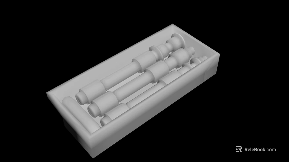 White Plastic Organizer Box With Cylindrical Components And Storage Design 3d model 