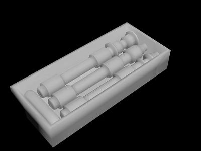 White Plastic Organizer Box With Cylindrical Components And Storage Design 3d model