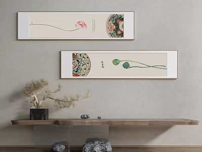 New Chinese Plant Painting Banner Decorative Painting model