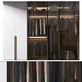 Modern Wardrobe With Glass Doors And Hanging Clothes Storage Compartments