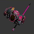 Cyberpunk Female Character With Pink Green Armor Goggles Mechanical Weapons Futuristic Sci Fi Outfit Design