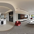 Modern Living Dining Room Interior Design With TV Wall Dining Table And Neutral Tones