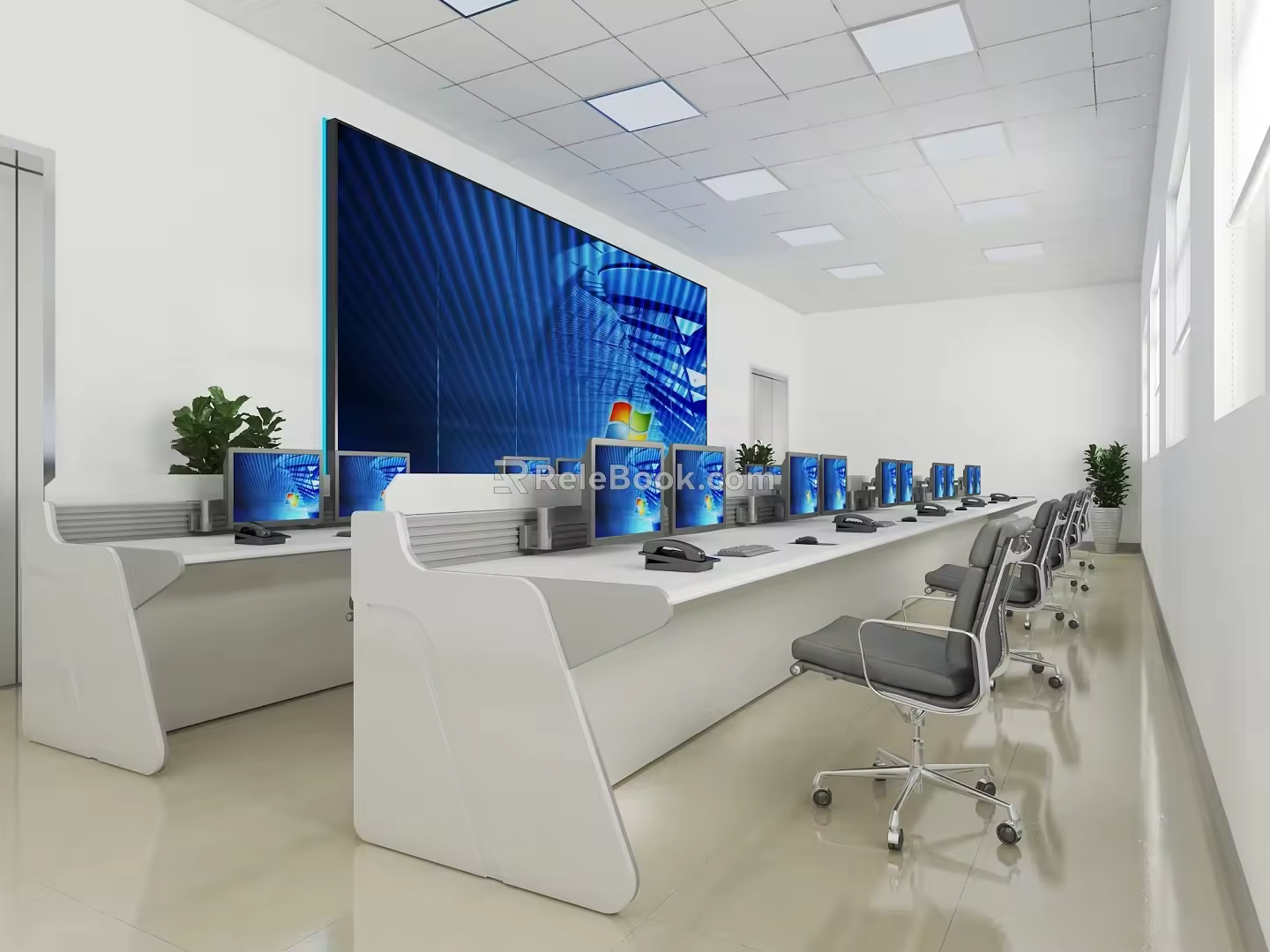 modern monitoring room 3d model