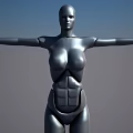 Silver Humanoid Smart Robot With Outstretched Arms And Muscular Body Design