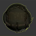 Green Military Weapon Helmet Featuring Transparent Visor And Metal Components For Tactical Gear