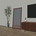 French Retro Full-length Mirror Clothing Store Fitting Mirror Middle Ancient Dressed Mirror Floor Full-length Mirror Net Red Full-length Mirror 3d model