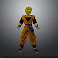 Anime Character Figure With Blonde Hair Orange Martial Arts Uniform And Blue Sash