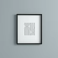 Framed Wall Art With Gray Elephant Pattern In Black Border Design 3d model