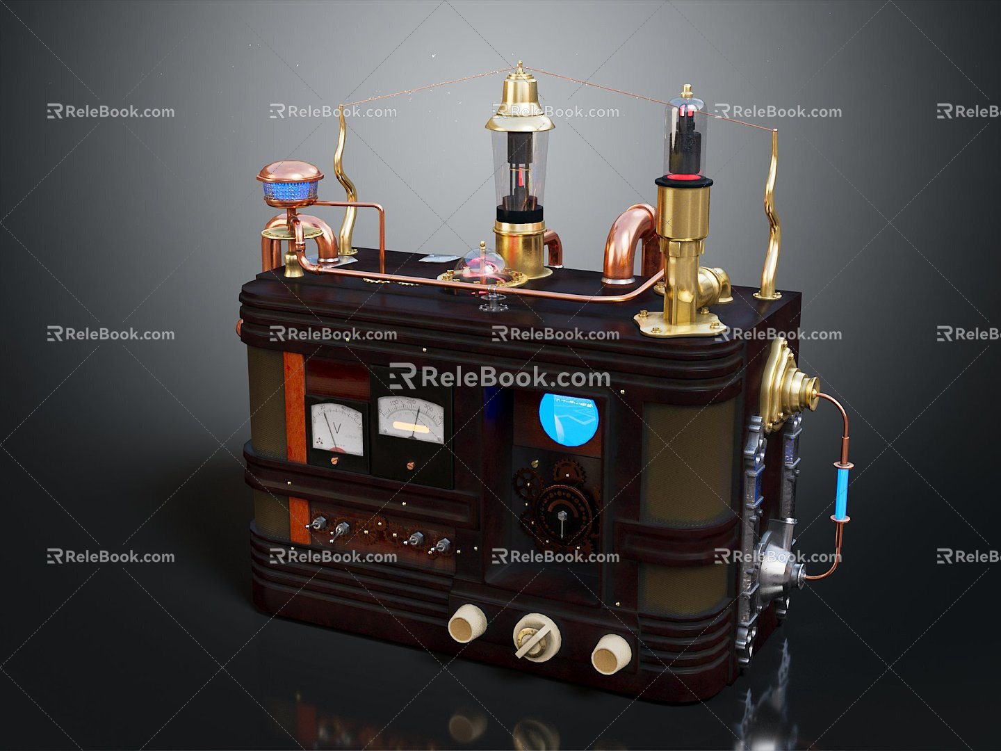 Steampunk Radio Radio Portable Radio Desktop Radio Full Band Radio 3d model