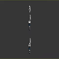 Sci Fi Mechanical Weapons with Blue Pink White Accents and Detailed Structure